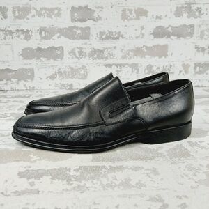 Bruno Magli Black Leather Slip-On Loafers